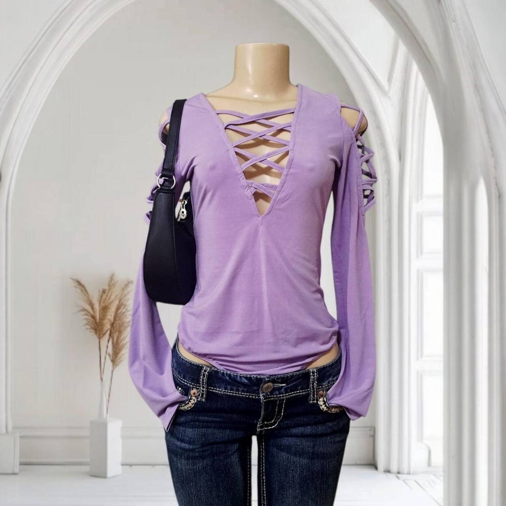 Unbranded New Lavender Cold Shoulder Small Top